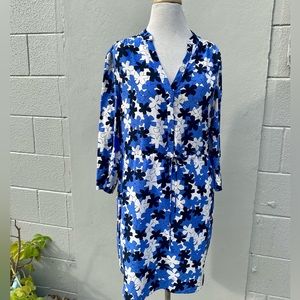 DVF Blue Floral Silk Midi Dress Sz M Diane Von Furstenburg As Is